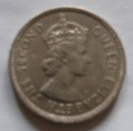 queen Elizabeth the second HongKong 1966  fifty cents dia 2.35th 0.17 cm