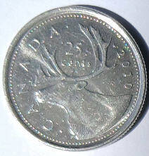 Queen Elizabeth II, DG Regina, Canada2010, 25 Cents Dia 2.38 th 0.15 cm