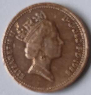 Queen Elizabeth II, DG Regina FD,  UK, 1  PENNY 1988 DIA 2.03   th 0.14 cm