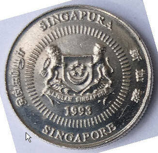 QueElizabeth II, , Singapore, 1993, 10 Cents Dia 1.8 th 0.13 cm