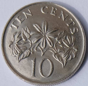QueElizabeth II, DG Regina, Singapore, 1993, 10 Cents Dia 1.8 th 0.13 cm