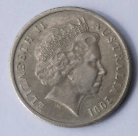 Queen Elizabeth II, DG Regina, Australie , 1976,  5 p  ,Dia 1.9 th 0.12 cm