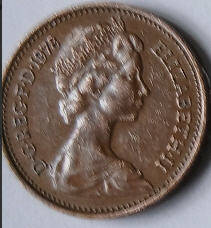 U.K   new penny 1978 dia 2  t h 0.15 cm