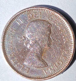 Queen Elizabeth II, DG Regina, Canada 1961,  1 cent Dia 1.9 th 0.14 cm