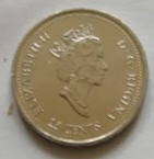 Queen Elizabeth II, DG Regina, Canada , 2000 , 25 cents , Dia 2.38 th 0.16 cm