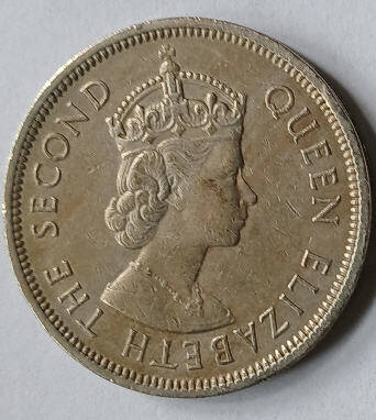  queen Elizabeth the second HongKong 1961  fifty cents dia 2.35th 0.17 cm
