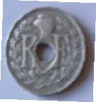 Republique Francais   , 1922 ,  5 CENTIMES , Dia 1.70  Th 0.13 cm