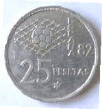 Juan Carlos- 1980 , 25 Pesetas, Dia 2.66  Th 0.20 cm