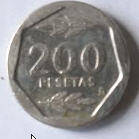Juan Carlos- 1986 ,  200 Peseta, Dia 2.19  Th 0.18 cm