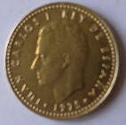 Juan Carlos- 1975 ,  Una  Peseta, Dia 2.10  Th 0.15