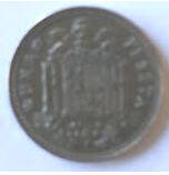 Spain, Franco, 1966. , bronze,   una peseta .  Dia 2.11 Th 0.15 cm