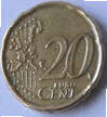 Espagna -  1999 , 20  Eurocent , Dia 2.22  Th 0.21 CM
