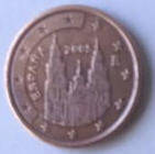 Espagna -  2005  , 5  Eurocent  , Dia 2.12  Th 0.16 CM