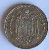 Spain, Franco, 1966. , gold colour,   una peseta .  Dia 2.11 Th 0.15 cm
