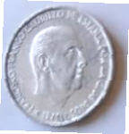 Spain, Franco, 1966. , aluminium,   50 cts .  Dia 2.00 Th 0.13 cm