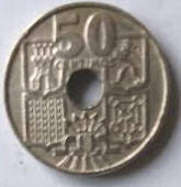 Spain,  1949 ,,   50 Centimos .  Dia 2.03 Th 0.20 cm