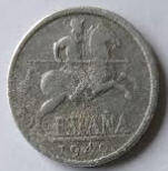 Spain, aluminium,  1940 ,,   2 Cent .  Dia 2.30 Th 0.17 cm
