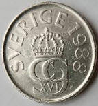 SW 1A - SWEDEN - 1988 - 5 KRONER - DIA 2.85 TH 0.19 CM