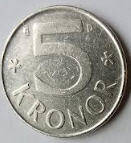 SW 1B - SWEDEN - 1988 - 5 KRONER - DIA 2.85 TH 0.19 CM