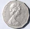 Queen Elizabeth II , Australie , Silver , 1971 ,50 Cents , Dia 3.16,  Th 0.22 cm