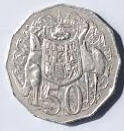 Queen Elizabeth II , Australie , Silver , 1971 ,50 Cents , Dia 3.16,  Th 0.22 cm