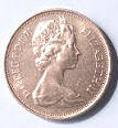 Queen Elizabeth II , 1971 , 2 New Pence , copper, , Dia 2.59,  Th 0.17 cm