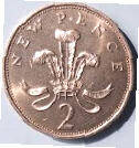 Queen Elizabeth II , 1971 , 2 New Pence , copper, , Dia 2.59,  Th 0.17 cm