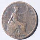 Queen Victoria , 1897 , one Penny  , Dia 3.08 ,  Th 0.13 cm