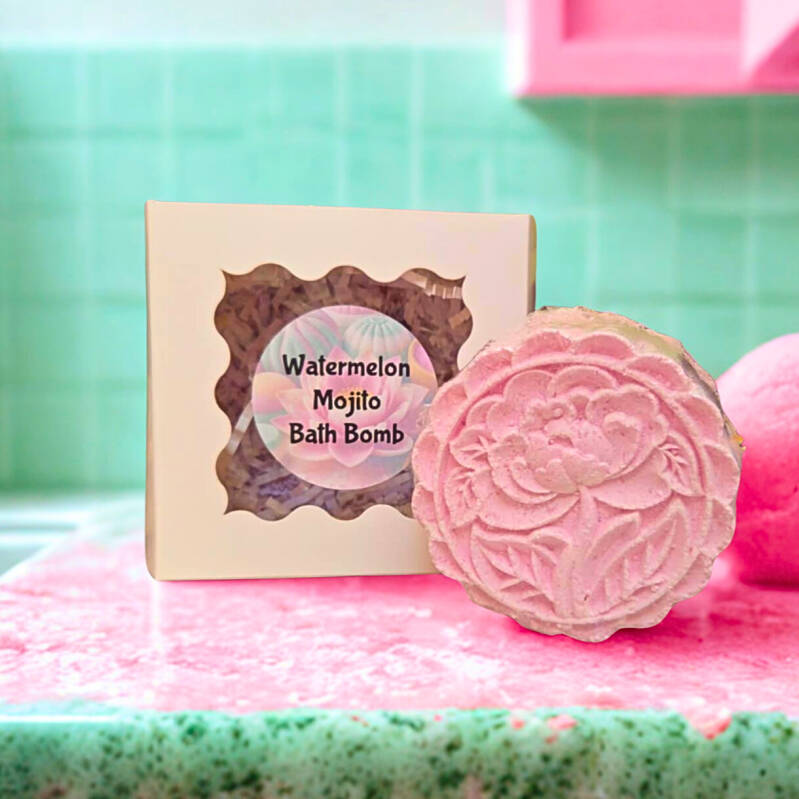 6oz Pink Watermelon Mojito Bath Bomb 1% Dilution