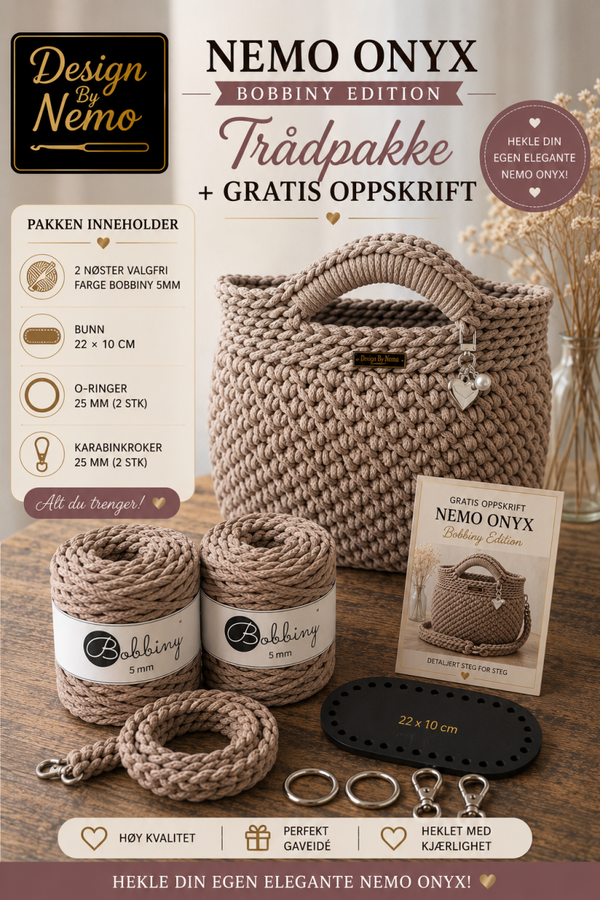Trådpakke+Gratis Oppskrift Nemo Onyx Bobbiny Edition