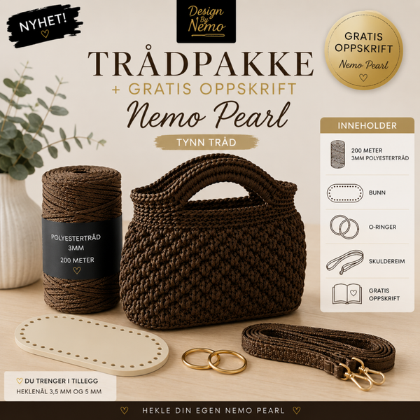 Trådpakke+Gratis Oppskrift Nemo Pearl tynn tråd