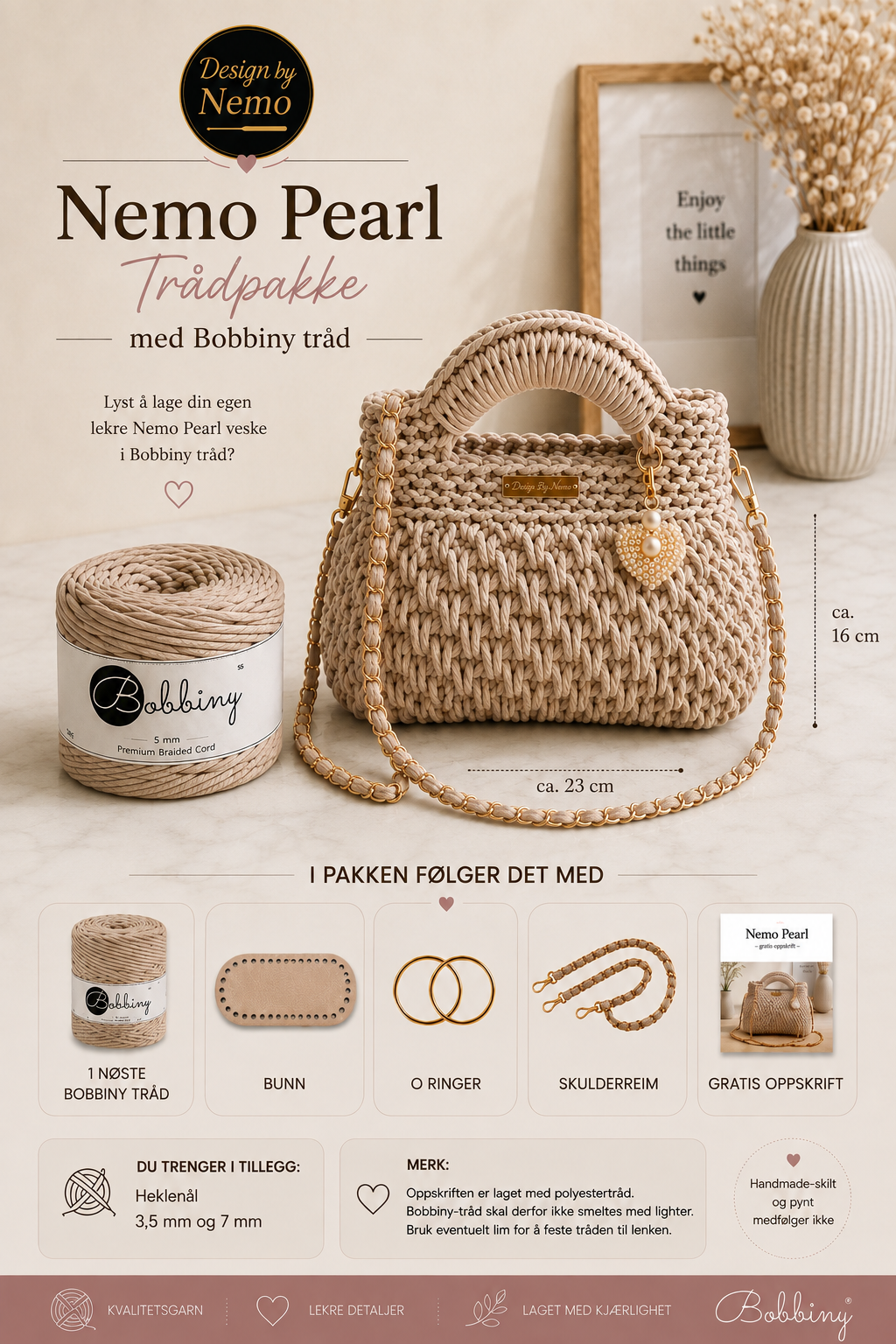 Trådpakke+Gratis Oppskrift Nemo Pearl Bobbiny