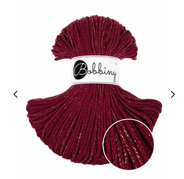 Bobbiny 3mm Vinrød Gull