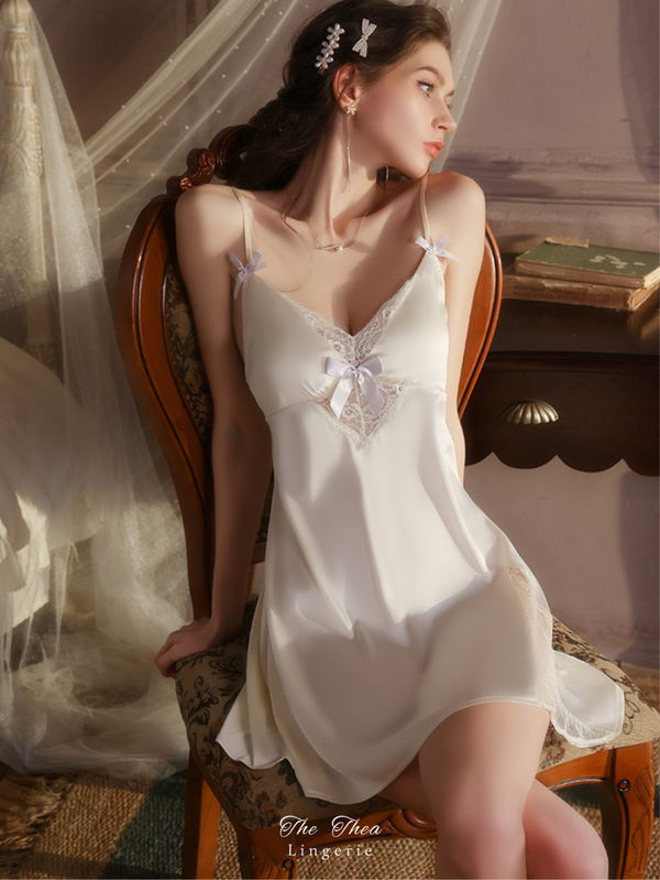 "Coconut Latte" Sweet Ribbon Lace Slip