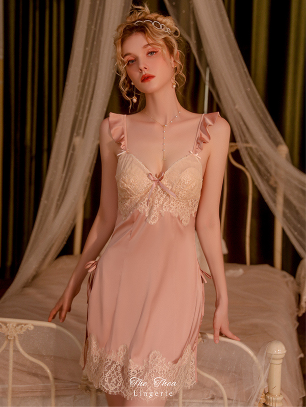 "Yesterday's Dream" Sexy Retro Ruffle Sleeve Lace Slip