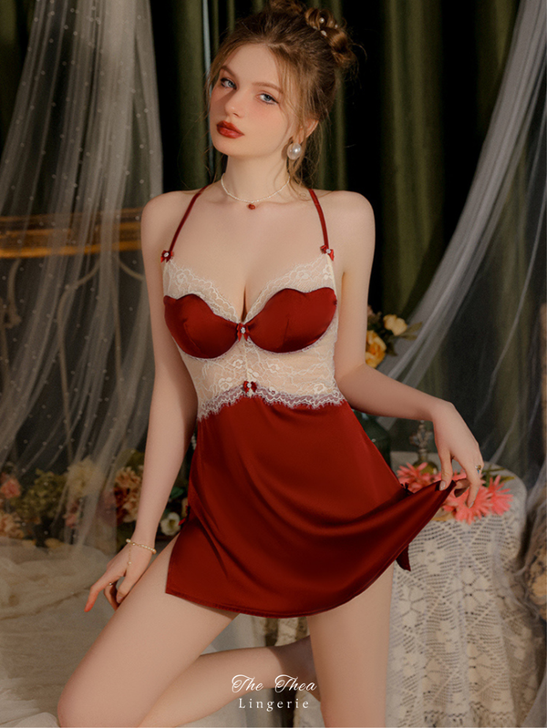 "The Sweetest Memory" Sexy Retro Low-Cut See-Through Lace Slip