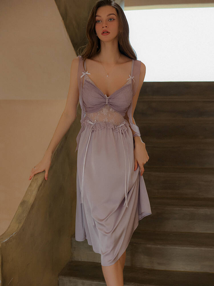 "Poem of Spring" Sweet Ruffle Sleeve Lace Long Slip