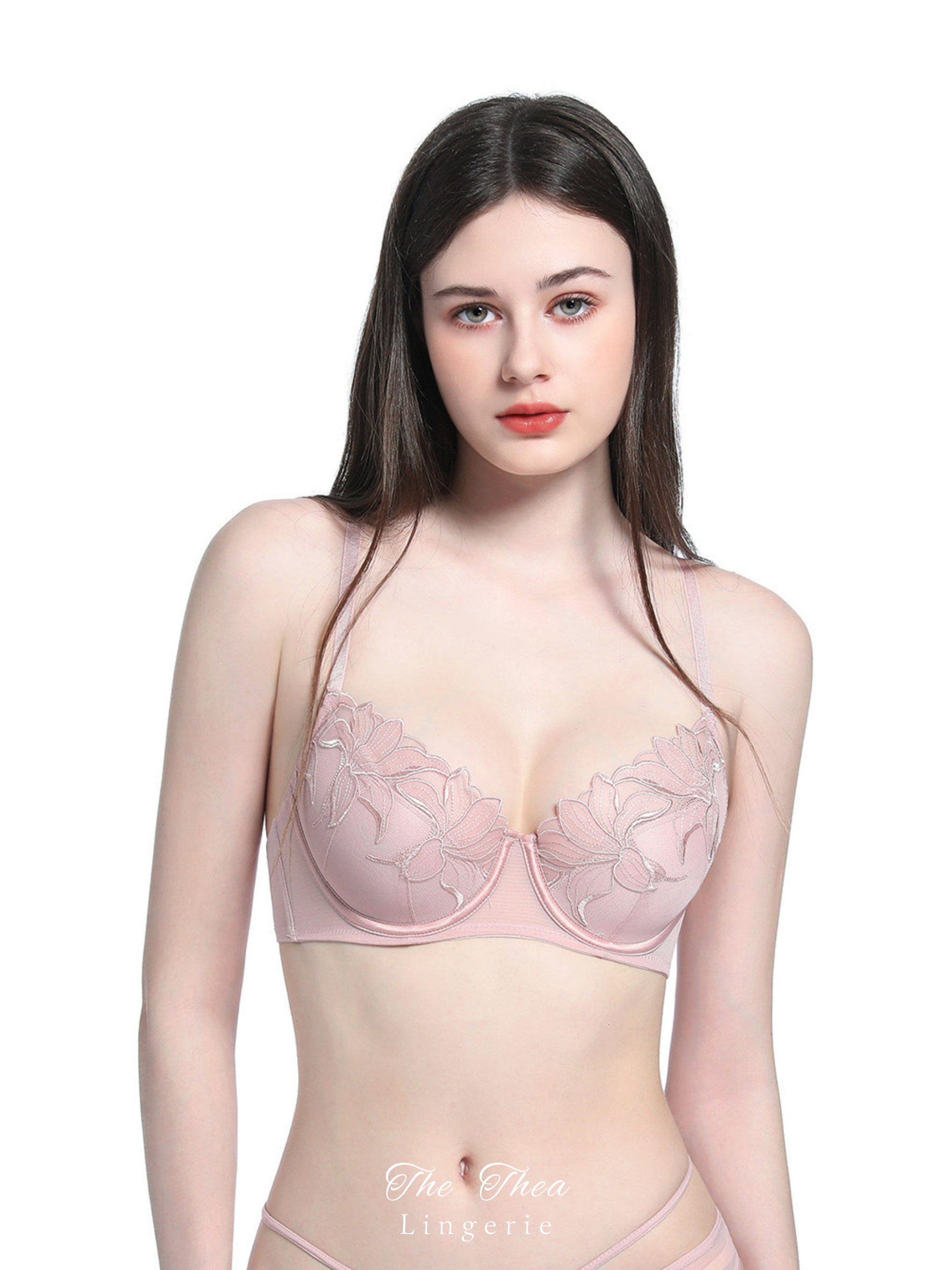 Sexy Lace Embroidered Thin Cotton French Anti-Sagging Underwired Demi Bra
