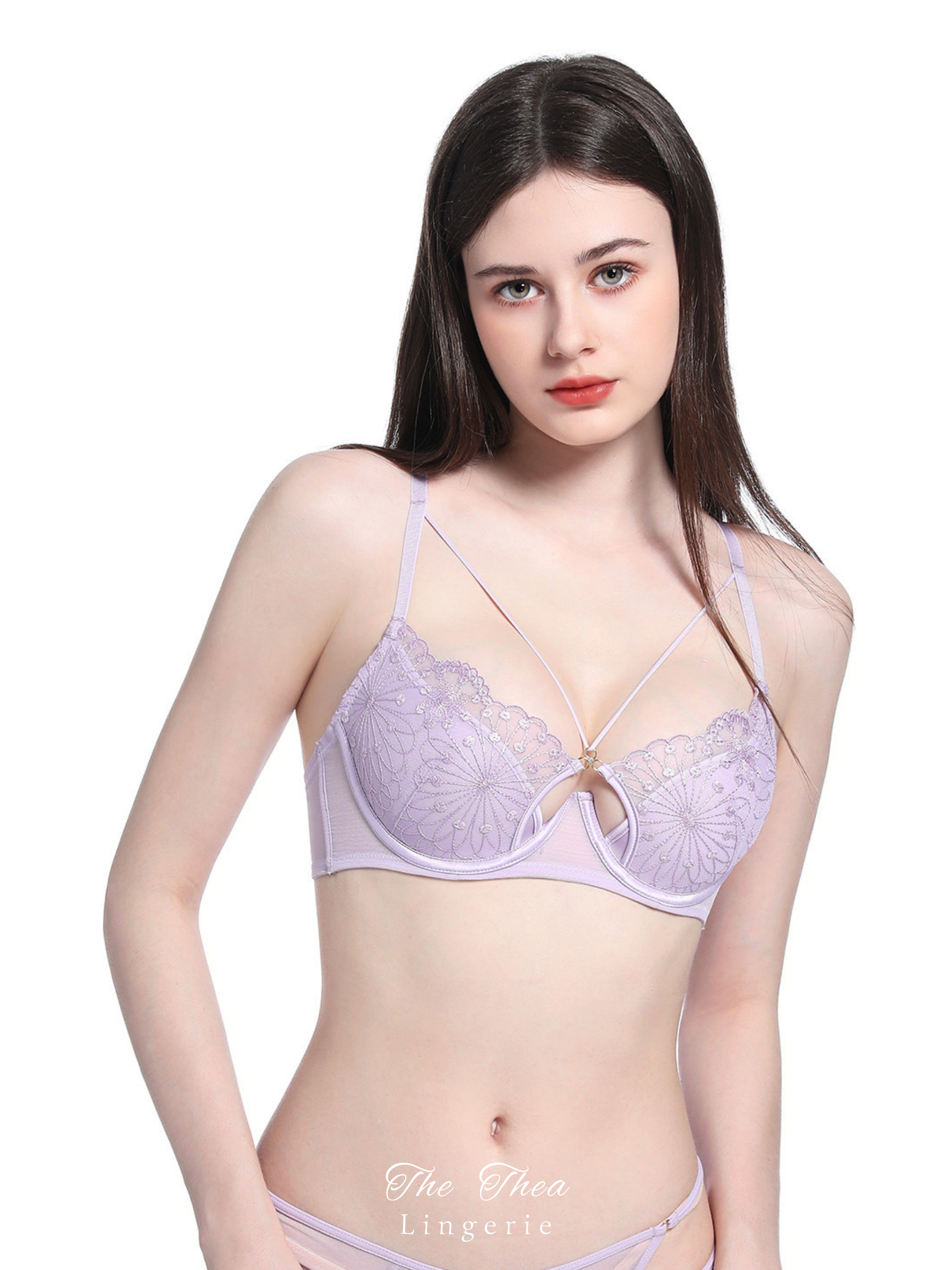 French Embroidered Lace Soft Underwired Anti-Sagging Demi Bra