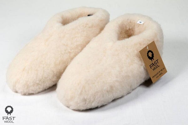 Wollen Sloffen Laag Model Wit