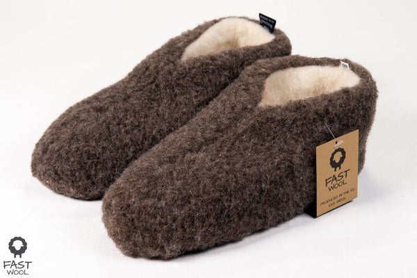 Wollen Sloffen Laag Model Bruin