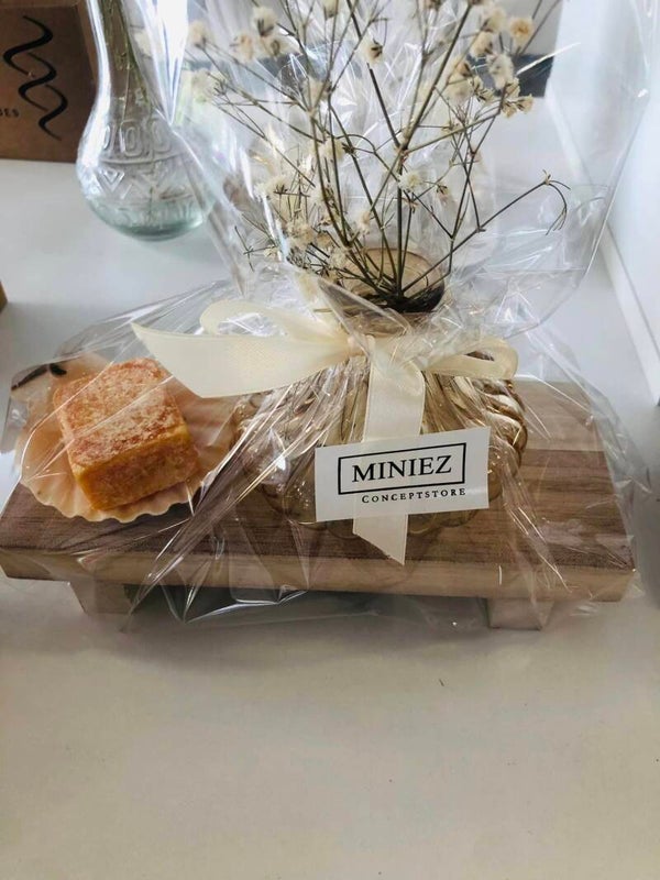 Cadeauset met onderzetter Hout