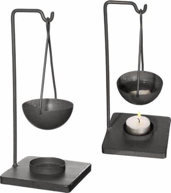 Geurbrander Abeki metaal mat zwart 10x10x23 cm