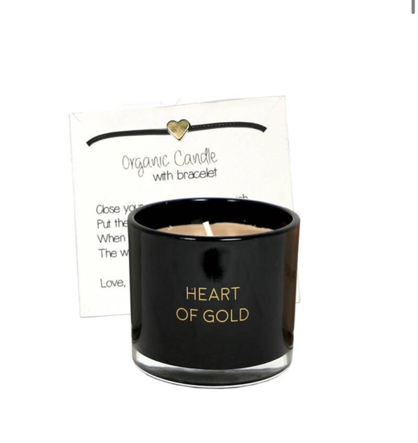 Geurkaars met wens-armband - Heart of gold - Warm Cashmere
