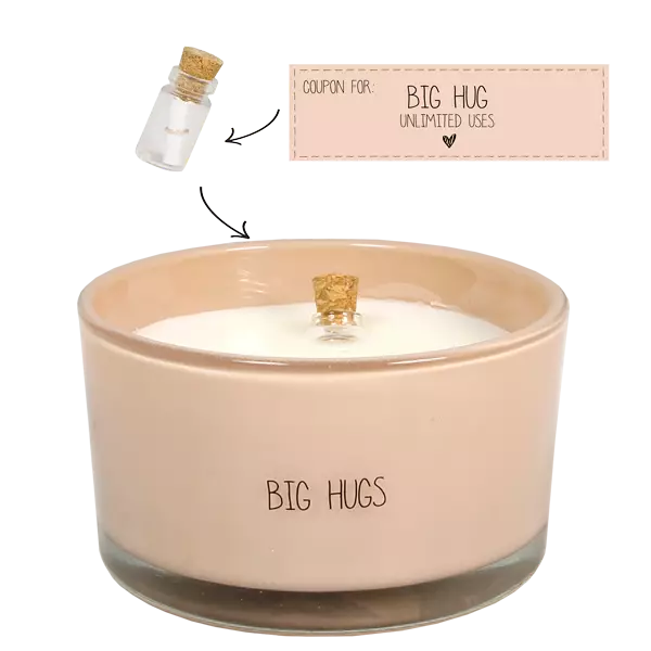 Flessenpost kaars - Big hugs - Green Tea Time