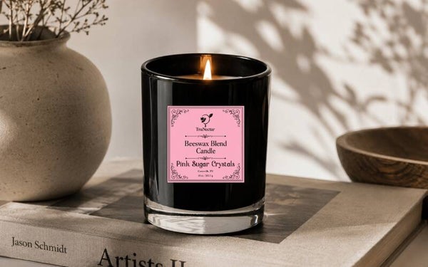 Pink Sugar Crystals Beeswax Blend Candle