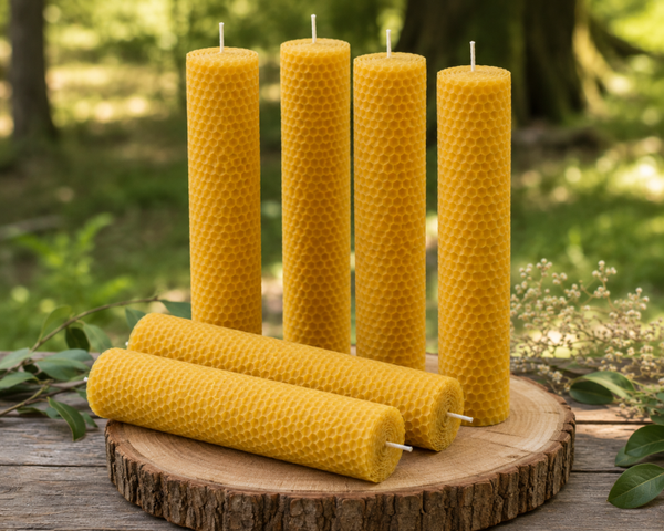 Rolled Beeswax Taper Candles- Set of 2
