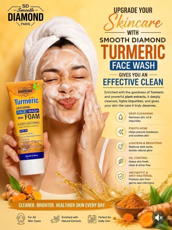 Product Description: SD Smooth Diamond Turmeric Lightening Face Wash