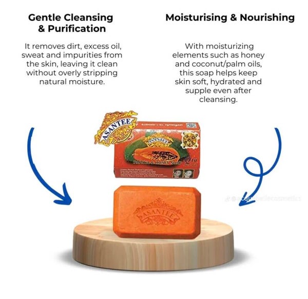Asantee Gluta Gold with Vitamin C Papaya Carrot Face and Body Soap