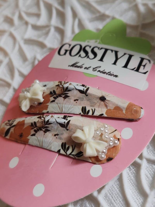 Barrettes étoile nœud écru